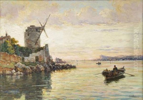 Moulin A Saint-cyr-sur-mer Oil Painting by Justin Jules Claverie