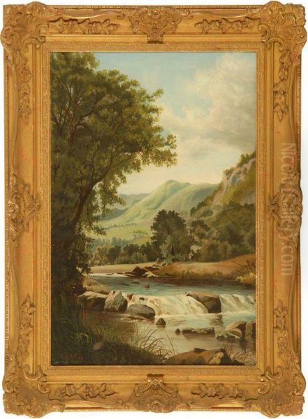 Mountain Landscape With River. by Mary F.R. Clay