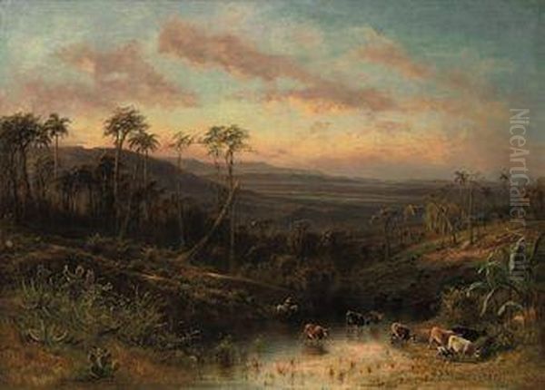 An Extensive Cuban Landscape Oil Painting by Henry Cleenewerck