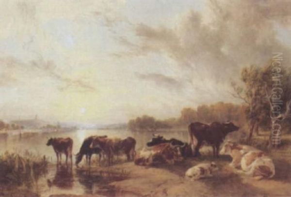 Cattle Oil Painting by John Cleghorn