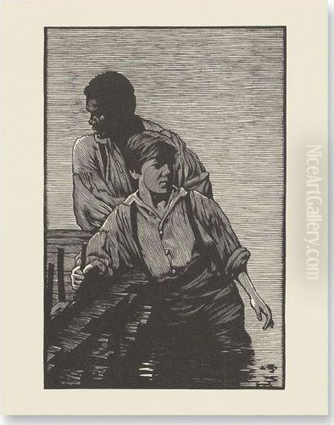 Adventures Of Huckleberry Finn Oil Painting by Samuel Twain Mark Clemens