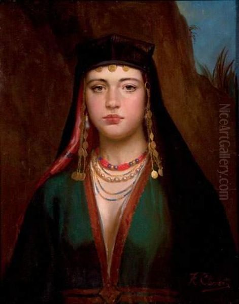 Portrait De Femme Orientale Oil Painting by Felix Auguste Clement