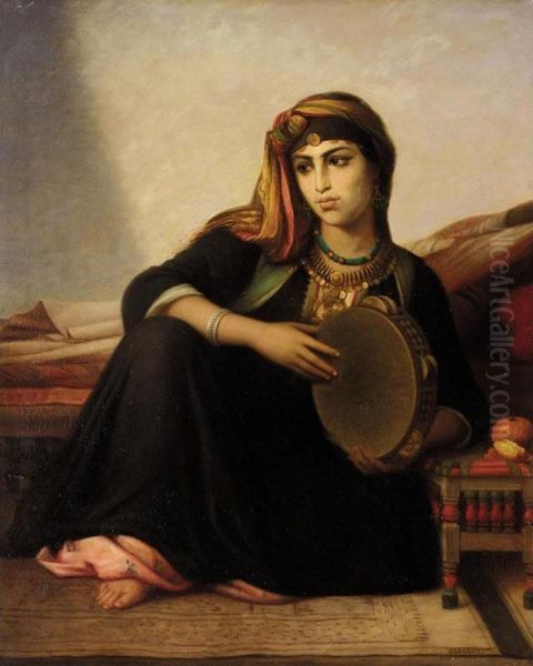 The Tambourine Player Oil Painting by Felix Auguste Clement