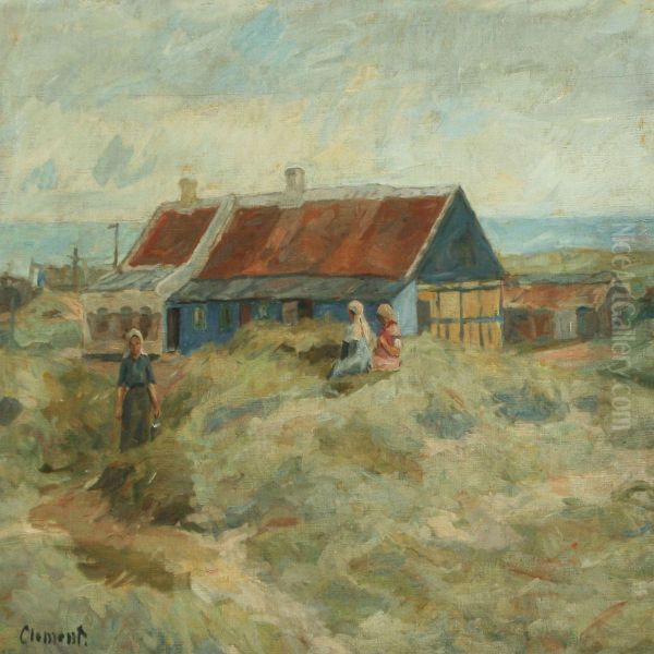 The Blue House In Skagen Oil Painting by Gad Frederik Clement