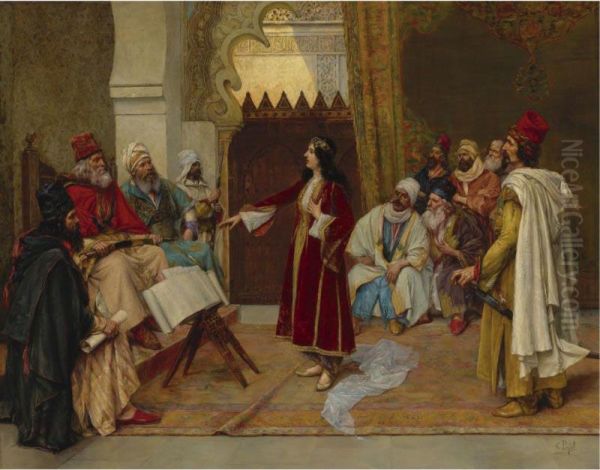 An Audience Before The Emir Oil Painting by Clement Pujol de Gustavino