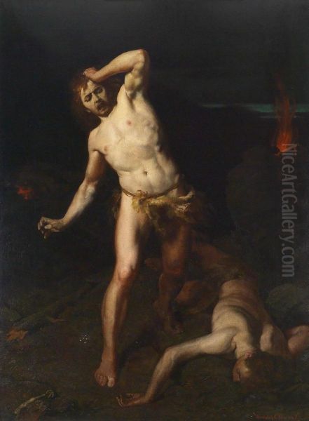 Cain And Abel Oil Painting by Hermann Clementz