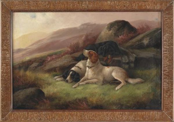 Of Three Hounds Oil Painting by Robert Cleminson