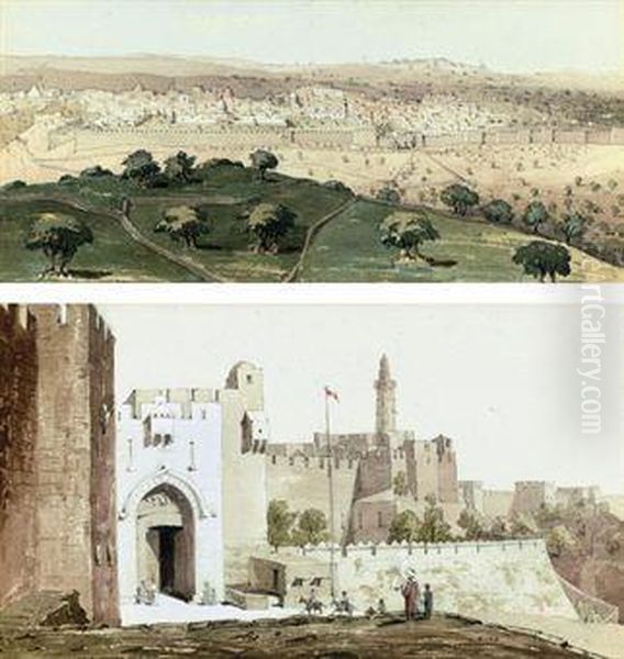 Jerusalem From The Mount Of Olives Oil Painting by William Clerihew