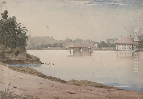 Kandy Lake, Ceylon Oil Painting by William Clerihew