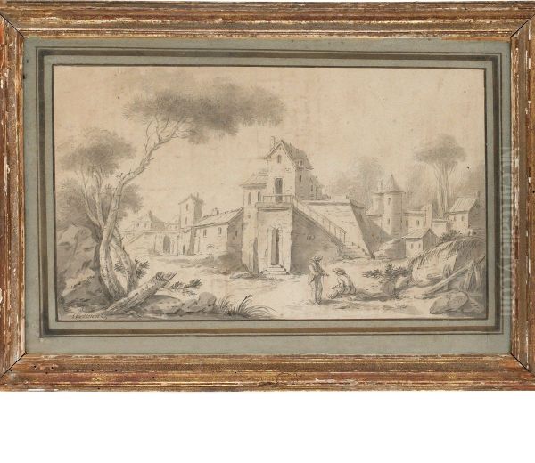 Rastande Figurer Vis Stadens Utkant Oil Painting by Jean-Francois, Ganif Clermont