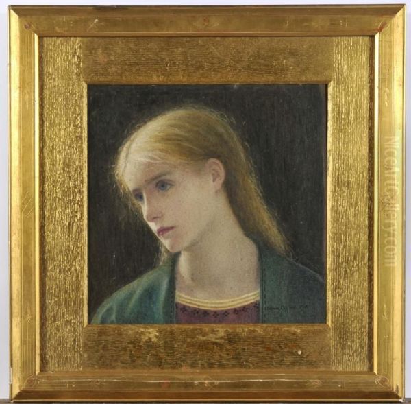 Evelyn Hope Signed And Dated 1870 Oil Painting by Edward Clifford