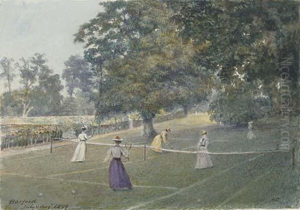 Ladies Doubles, Barford Oil Painting by Henry Clifford