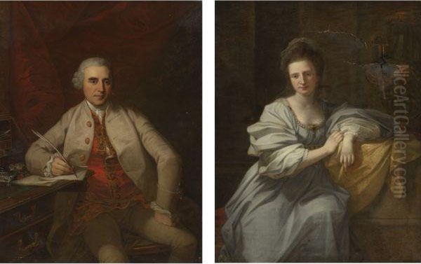 Portraits Of A Gentlelman And A Lady Oil Painting by Benjamin West Clinedinst