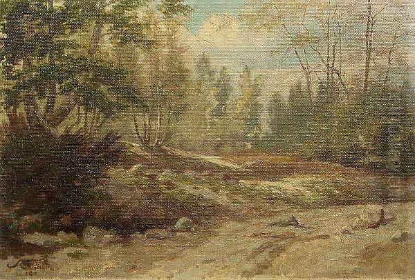 A Wooded Landscape Oil Painting by Albert Clinton Conner