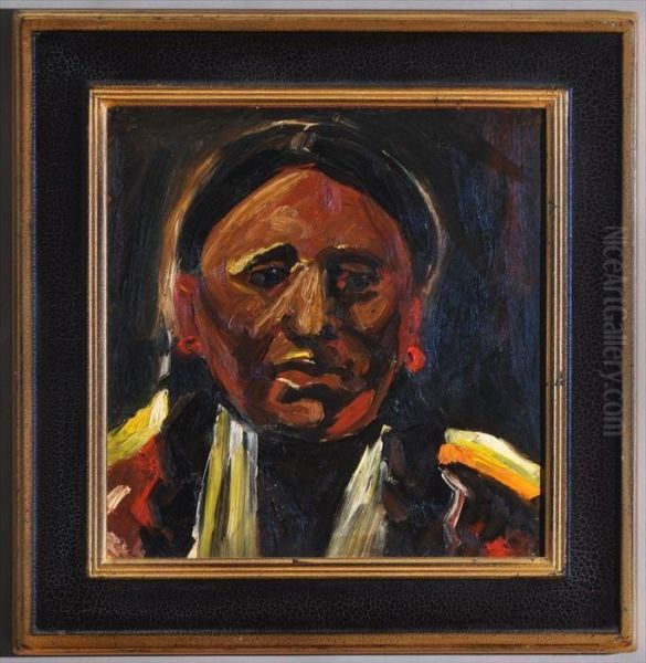 Indian Portrait Oil Painting by Merton Clivette