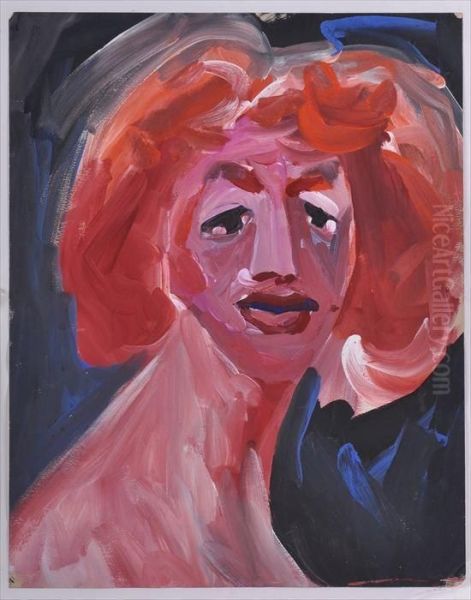 Woman With Red Hair Oil Painting by Merton Clivette