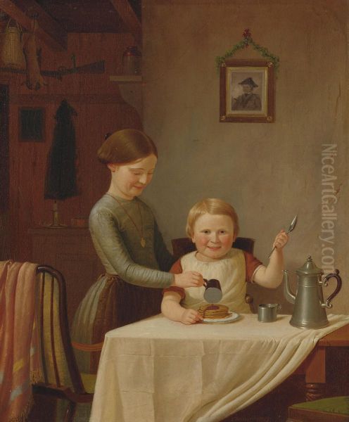 A Good Breakfast Oil Painting by James Goodwyn Clonney