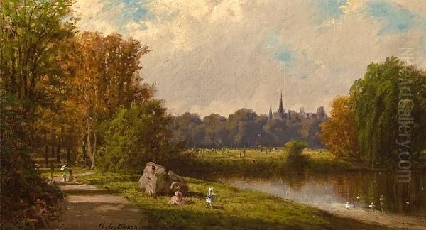 An Afternoon In The Park Oil Painting by George Lafayette Clough