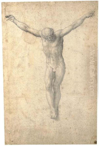 Christ On The Cross Oil Painting by Giorgio-Giulio Clovio