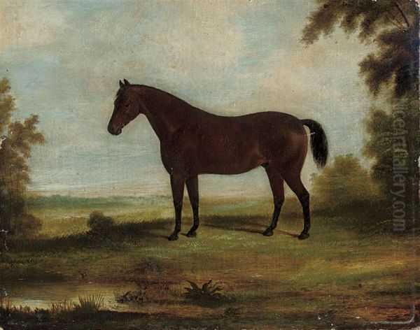 A Bay Hunter In A Landscape Oil Painting by Daniel Clowes