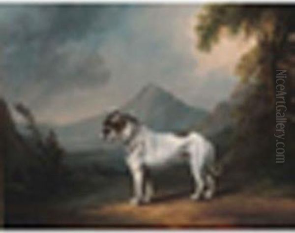 Portrait Of The Bulldog 'ball' In A Landscape Oil Painting by Henry Clowes