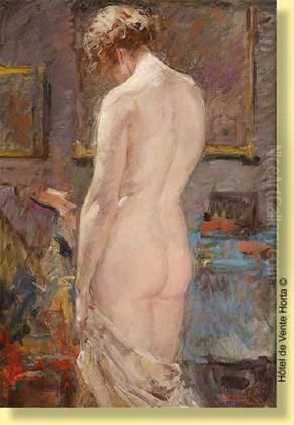 Jeune Femme Nue De Dos Oil Painting by Andre Cluysenaar