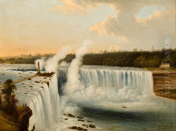 Niagara Falls From The American Side Oil Painting by Edmund C. Coates