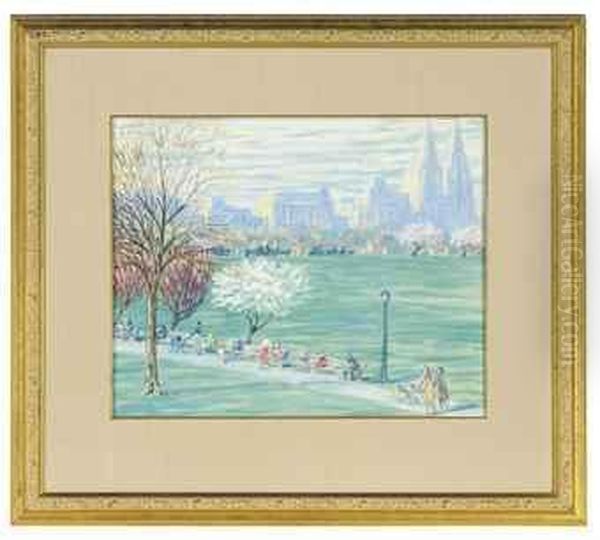 A Stroll Through Central Park, New York Oil Painting by Henry Ives Cobb