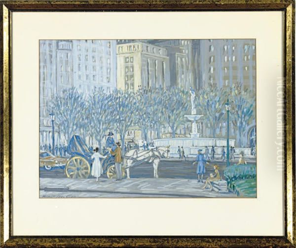 The Pulitzer Fountain On The Grand Army Plaza, New York Oil Painting by Henry Ives Cobb