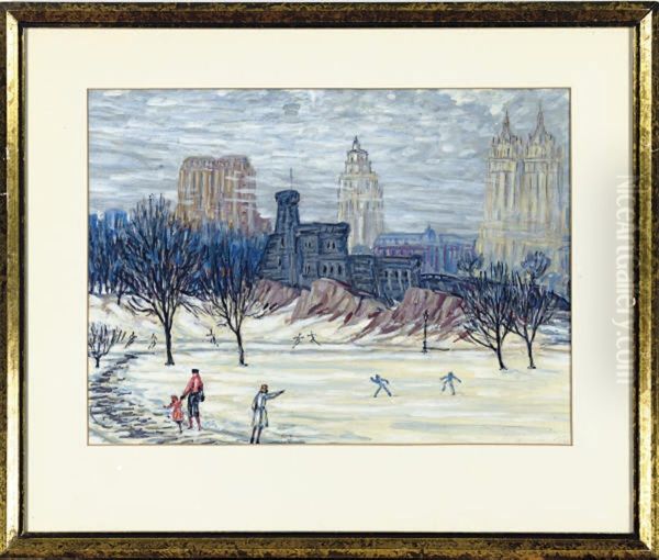 Snowball Fight On The Great Lawn, Central Park Oil Painting by Henry Ives Cobb