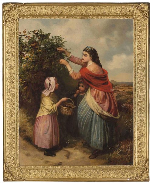 Picking Berries Oil Painting by Edward John Cobbett