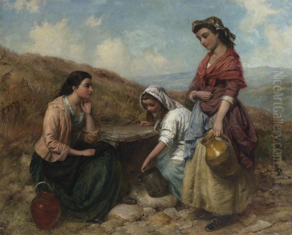 Gossip At The Spring Oil Painting by Edward John Cobbett