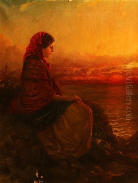 Thoughts Far Away Oil Painting by Edward John Cobbett