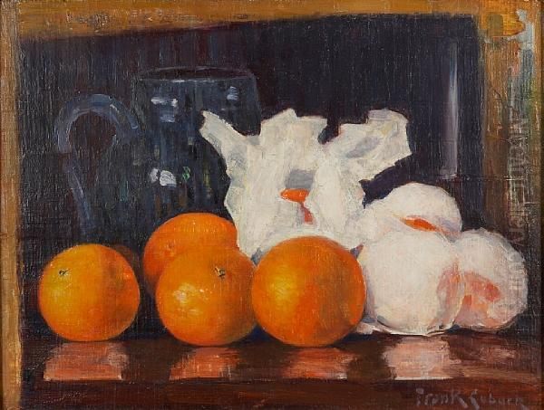 Wrapped Oranges On A Table Oil Painting by Frank Coburn