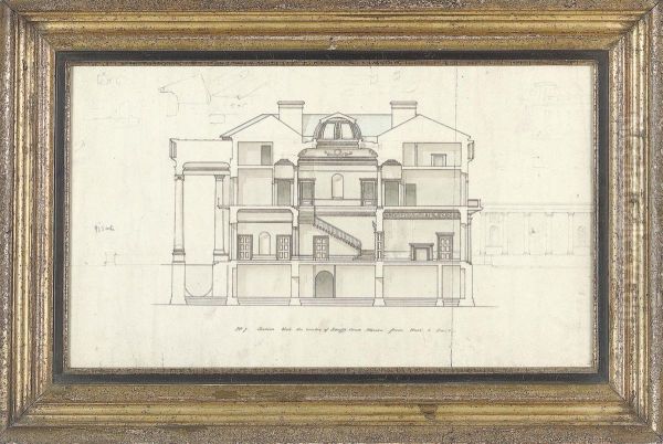 Cross Section Of The Interior Of Loughcrew House, Co. Meath,ireland Oil Painting by Charles Robert Cockerell