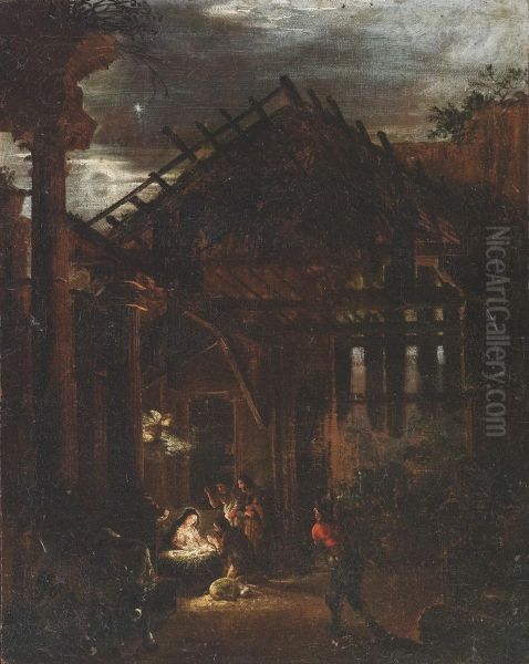 Capriccio Di Rovine Con Adorazione Dei Pastori Oil Painting by Viviano Codazzi