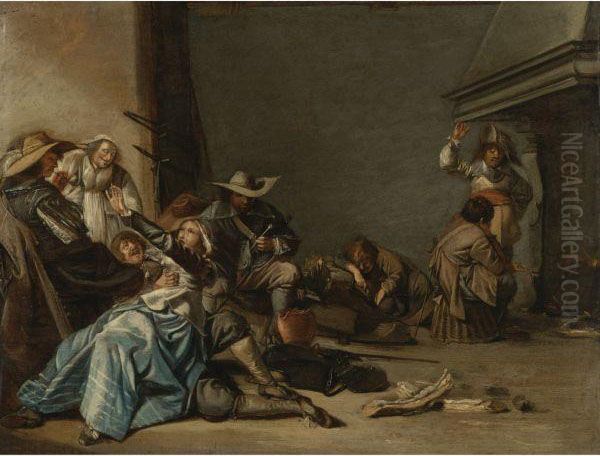 Interior Of An Inn Oil Painting by Pieter Codde