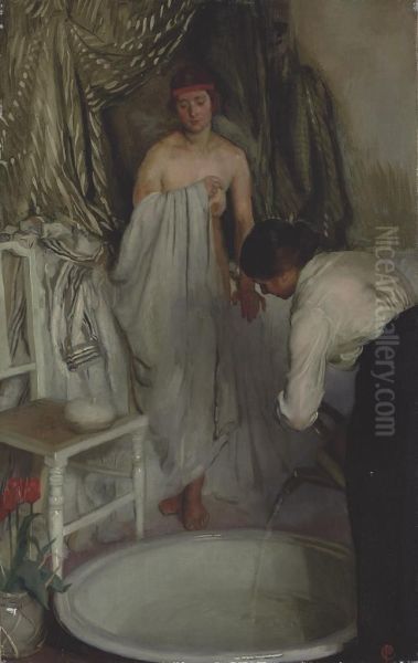 The Bath Oil Painting by Isabel Codrington