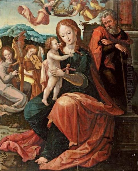 Vierge A L'enfant Avec Saint Joseph Oil Painting by Pieter Ii Coecke Van Aelst