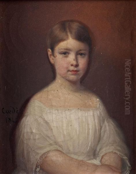 Portrait De Jeune Fille Oil Painting by Louis Eugene Coedes