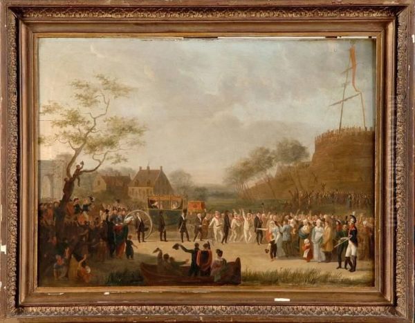 Joyeuse Entree De Willem Ier A Gand Oil Painting by Constantin Fidele Coene