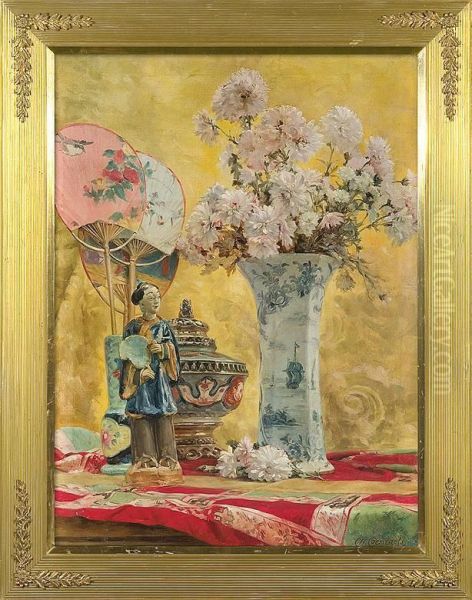 Still Life With Japanese Motives Oil Painting by Charles Coenraetz