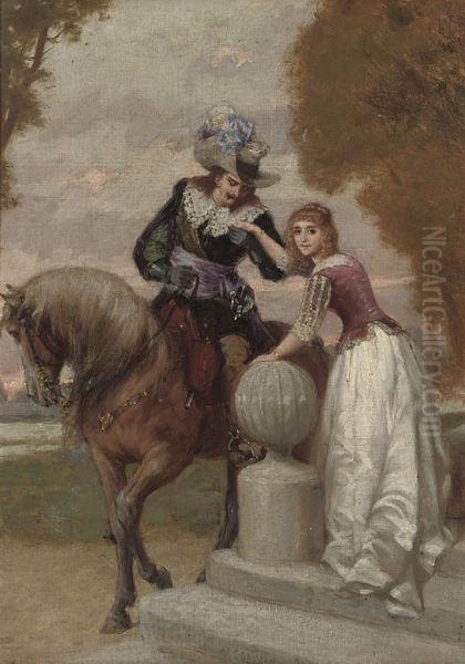 Attention From An Admirer Oil Painting by Charles Alexandre Coessin de la Fosse