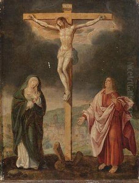 The Crucified Christ With Subsidiaryfigures Oil Painting by Marcellus Coffermans