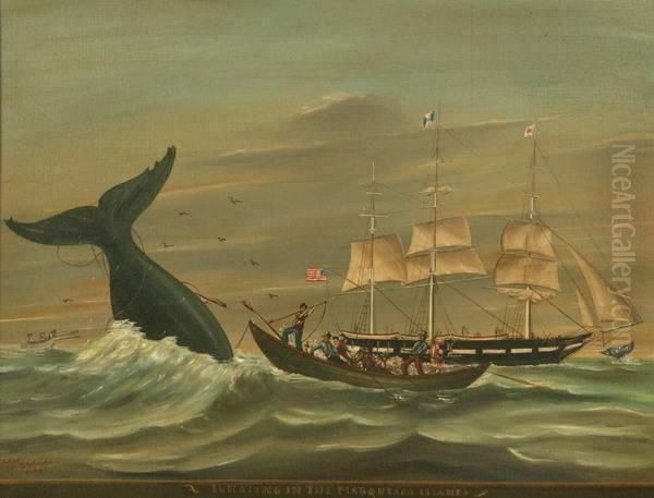 Whaling In The Marqueses Island Oil Painting by William Haskell Coffin