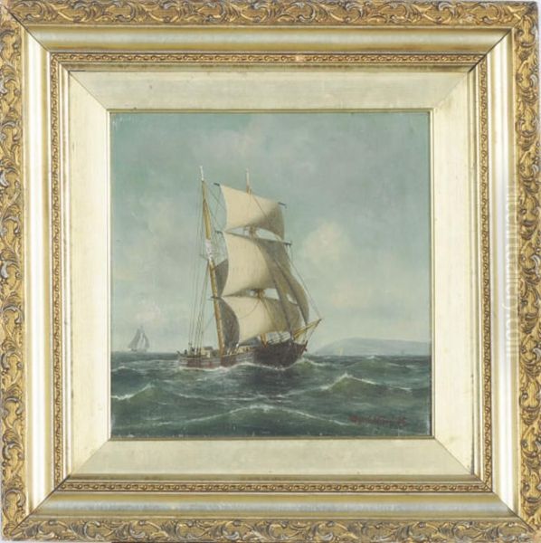 Sailing Off Of Boston Oil Painting by William Henry Coffin