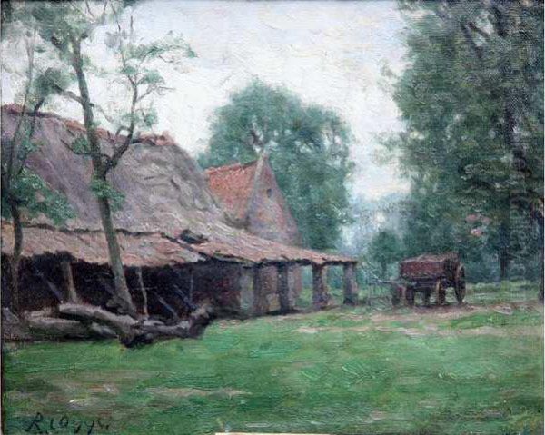 Chaumiere A La Charette Oil Painting by Remy Cogghe