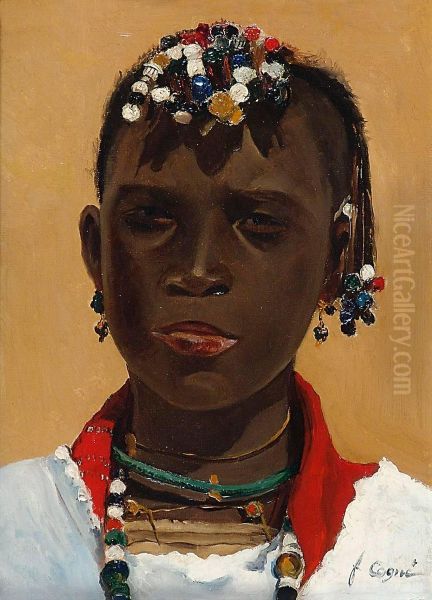 Africaineaux Nattes Oil Painting by Francois Victor Cogne