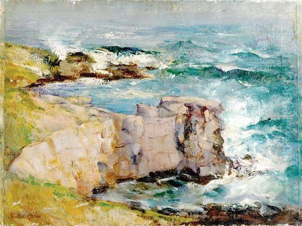 Sea And Rocks Oil Painting by Isabel M. Cohen