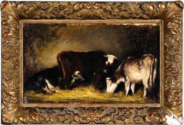 Vaches A L'etable Oil Painting by Louis Coignard